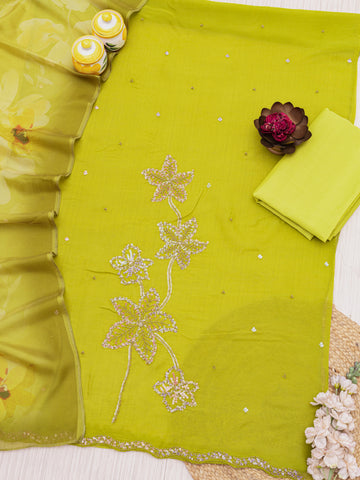 Embroidered Pure organza Unstitched Dress Material