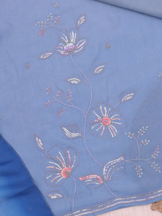 Embroidered Pure organza Unstitched Dress Material