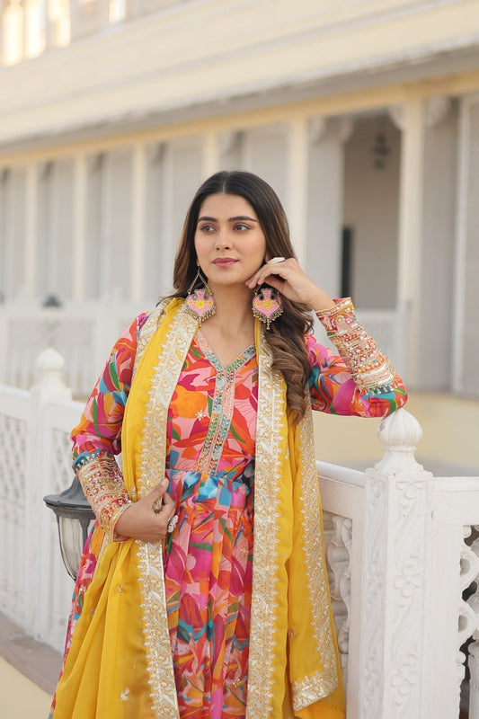 XOOMLADY PREMIUM READYMADE GOWN WITH DUPATTA SET