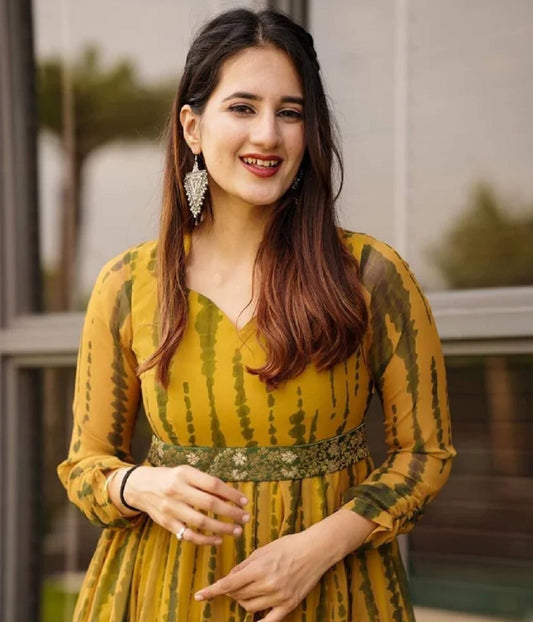 Printed Georgette Stitched Anarkali Gown