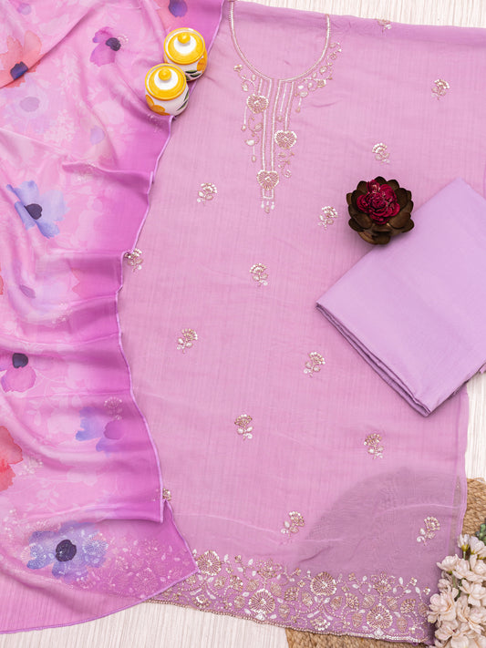 Embroidered Pure organza Unstitched Dress Material