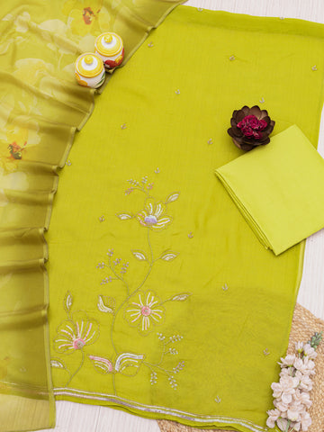 Embroidered Pure organza Unstitched Dress Material