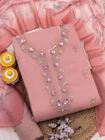 Embroidered Pure organza Unstitched Dress Material