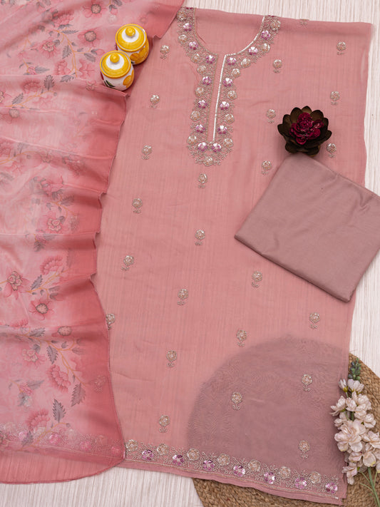 Embroidered Pure organza Unstitched Dress Material