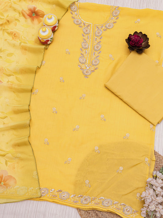 Embroidered Pure organza Unstitched Dress Material
