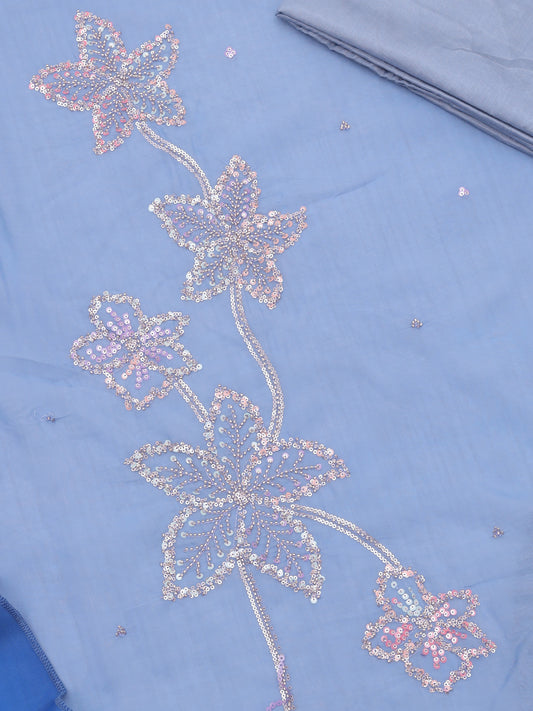Embroidered Pure organza Unstitched Dress Material