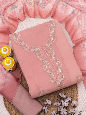 Embroidered Pure organza Unstitched Dress Material