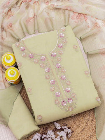 Embroidered Pure organza Unstitched Dress Material