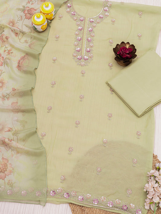 Embroidered Pure organza Unstitched Dress Material