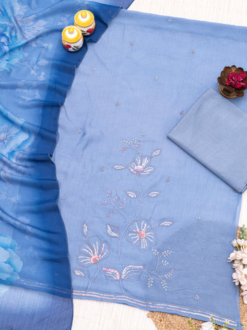 Embroidered Pure organza Unstitched Dress Material