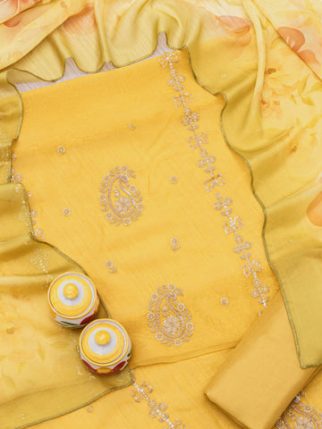 Embroidered Pure organza Unstitched Dress Material