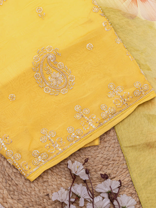 Embroidered Pure organza Unstitched Dress Material