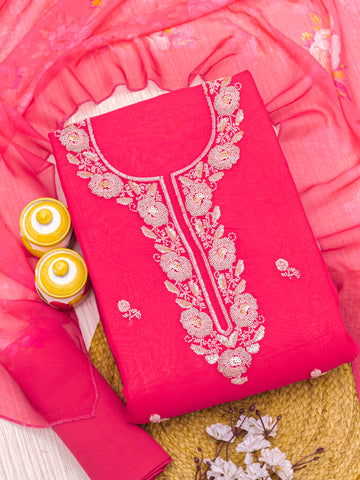 Embroidered Pure organza Unstitched Dress Material