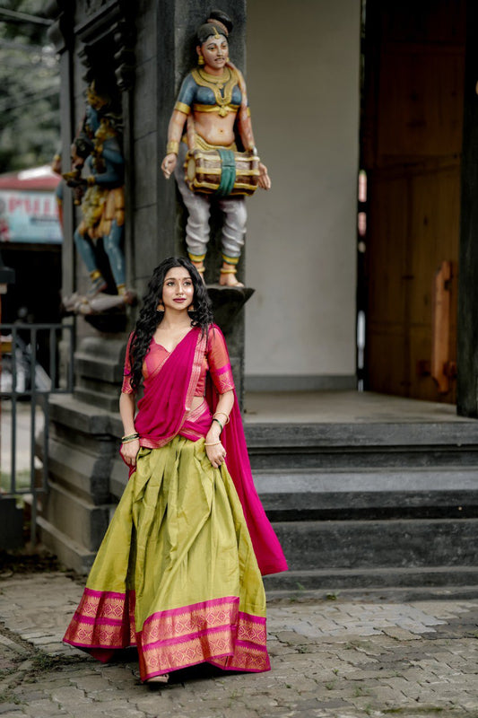 XOOMLADY South-style Kanchipuram silk lehenga is more than just attire