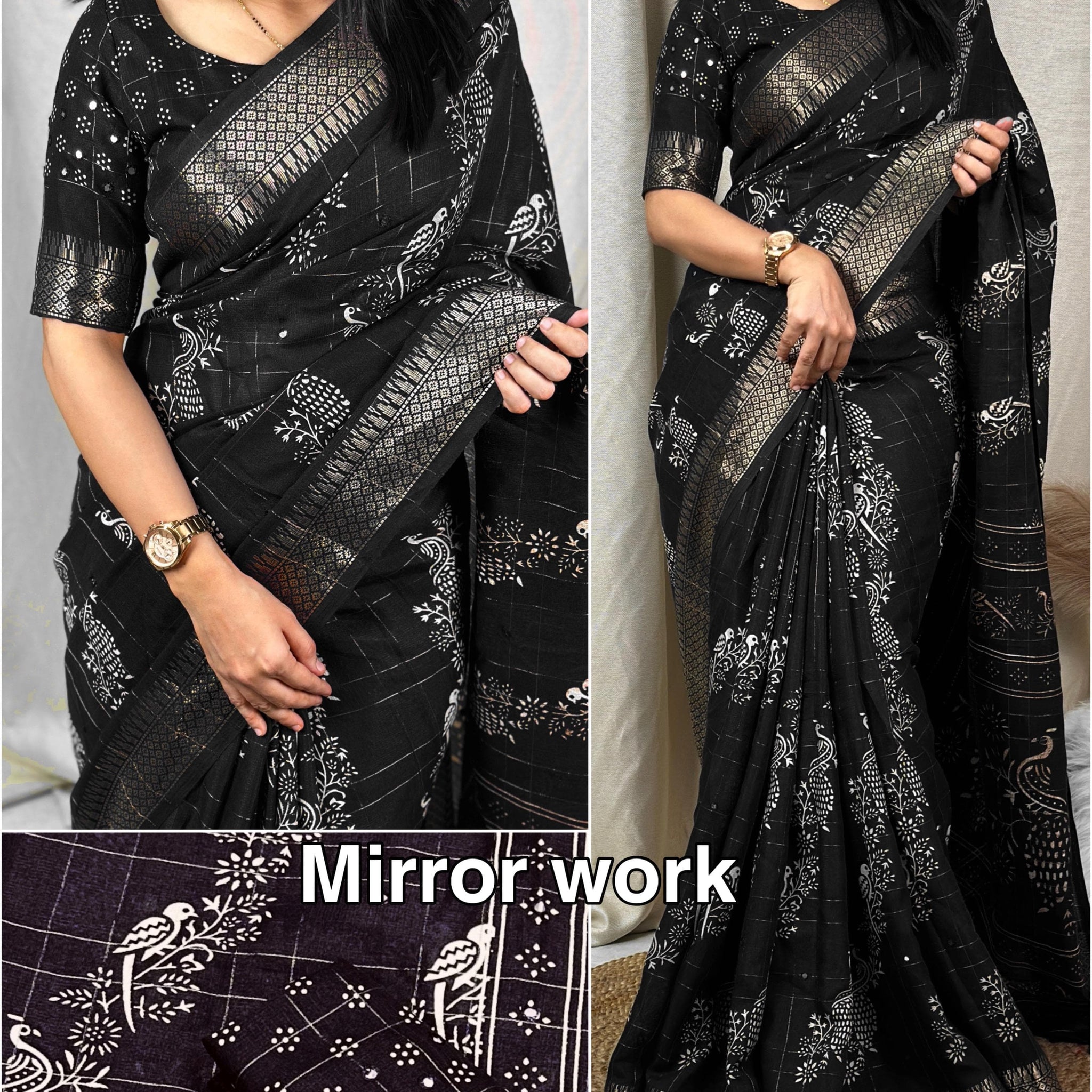 Xoomlady Present  kalamkari printed saree  with zari weaving