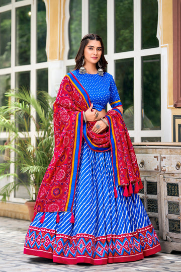 XOOMLADY Present Our Elegant Leheriya Print Tussar Silk Lehenga Choli