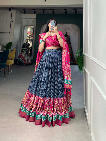 XOOMLADY Step into the spotlight with confidence in our Tussar silk printed lehenga choli