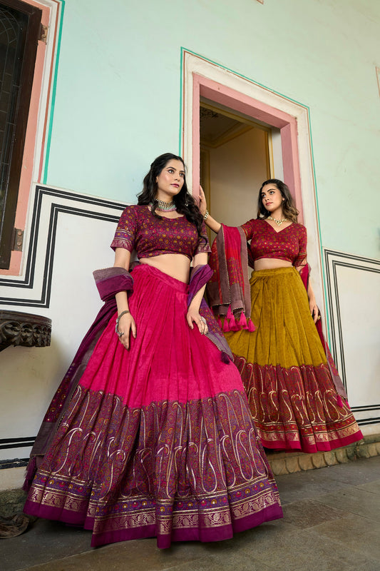 XOOMLADY Elevate your ethnic game with this breathtaking tussar silk lehenga choli