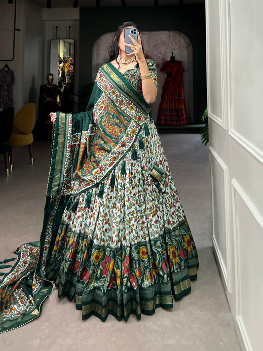 XOOMLADY Contemporary yet classic, Be the center of attention with this Tussar silk Lehenga