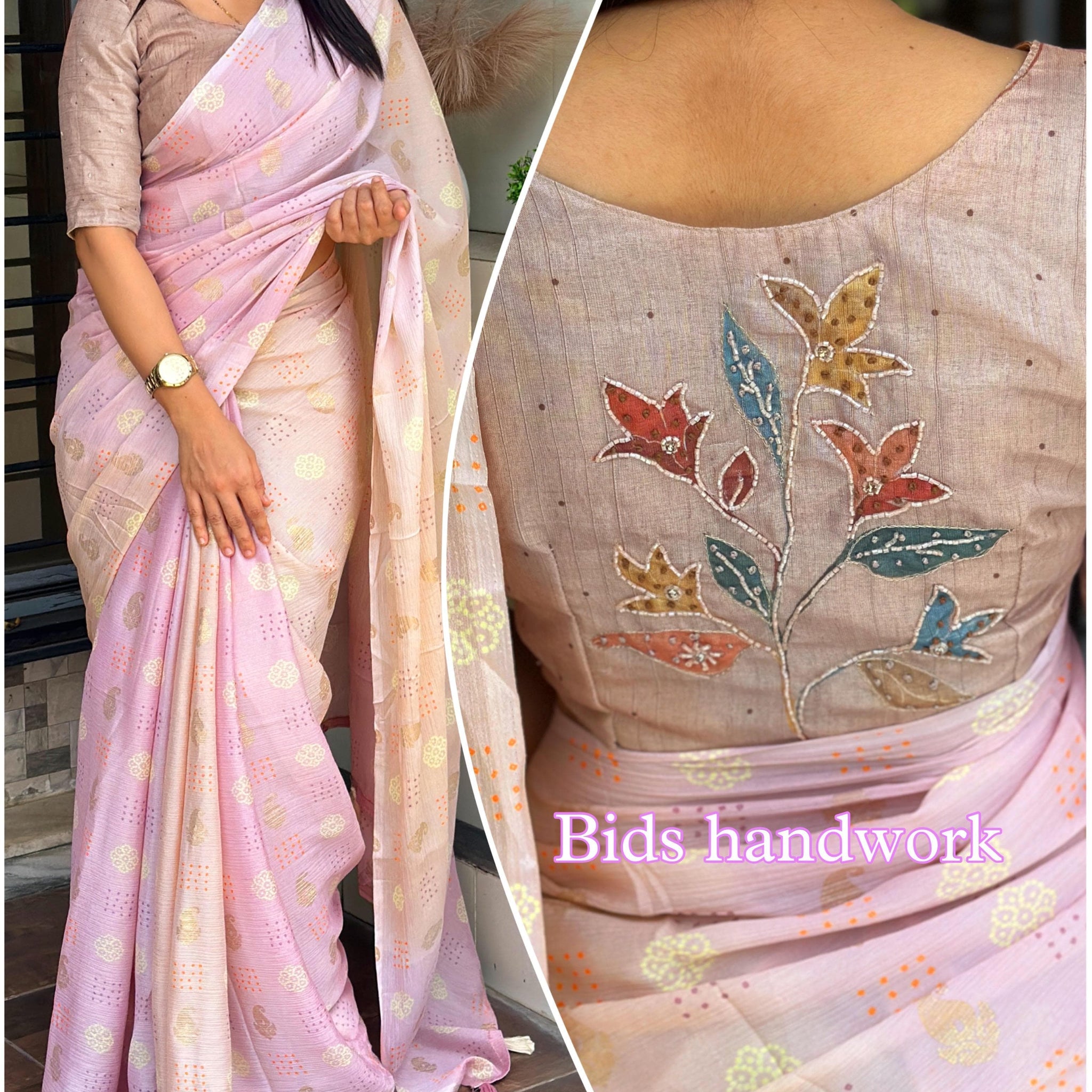 Xoomlady Present A perfect light weight saree with  handwork blouse