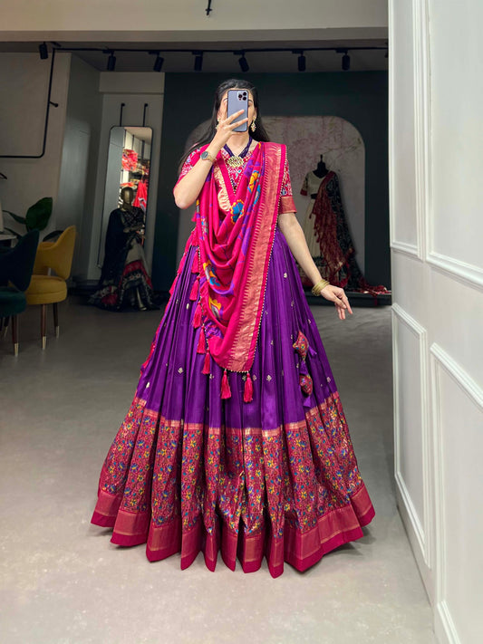 XOOMLADY Drape yourself in the elegance of Tussar Silk Lehenga