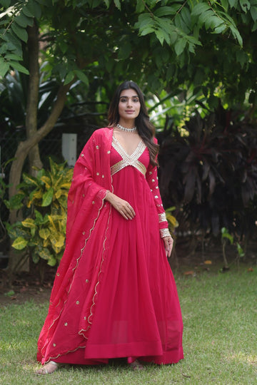 XOOMLADY PREMIUM READYMADE ALIA CUT GOWN WITH DUPATTA SET