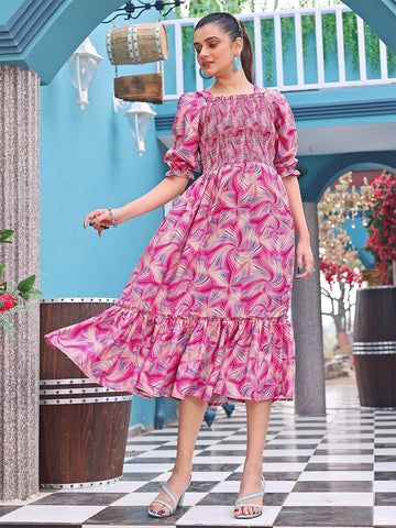 Premium readymade georgette western midi dress