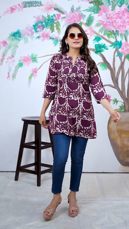 Xoomlady New Floral Tunic Top For Women