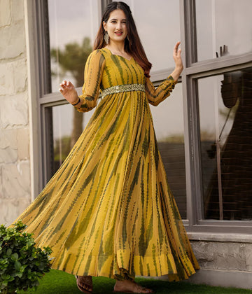 Printed Georgette Stitched Anarkali Gown